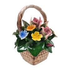 Capodimonte-Style Ceramic Floral Basket with Applied Roses and Ribbon Handle — listing 6