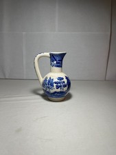 Vintage White Ceramic Ornate Ewer / Pitcher Vase with Scrolled Handle — listing 4