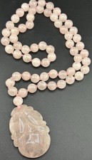 Carved Rose Flower Necklace & Earrings Set on Gold-Tone Chain — listing 5