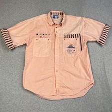 Bugle Boy Jean Company Y2K Blue Pinstripe Zip-Front Long Sleeve Shirt, Size L — listing 2