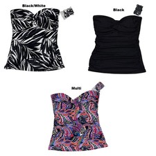 Black & White Dot Print Tankini Swim Top with Front Tie — listing 4