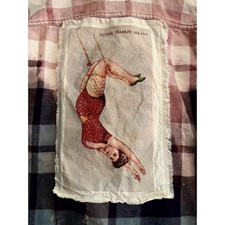 Custom Reworked Plaid Flannel Shirt with Graphic Patches and Glitter Detail — listing 6