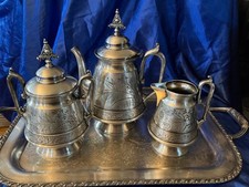 Vintage Silverplate 5-Piece Tea & Coffee Service with Oval Gallery Tray — listing 3