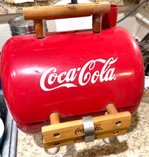 Vintage Tabletop Charcoal Grill with Enamel Bowl and Chrome Cooking Grate
