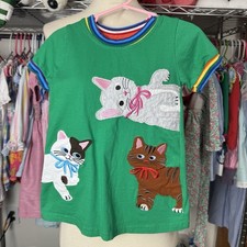 Girls' Aqua Cotton T-Shirt with 3D Plush Kitten Appliqué and Rhinestones — listing 3