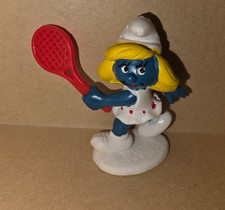 Vintage Schleich Peyo Smurf Tennis Player Figurines - Smurfette and Smurf with Rackets (Pair) — listing 5