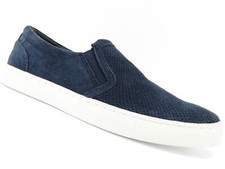 Black Leather Slip-On Sneaker with Gray Pebbled Wingtip Toe — listing 6
