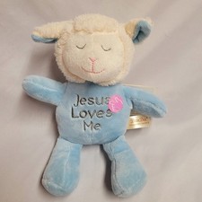 Plush Bunny with Blue Gingham "Jesus Loves Me" Pajamas — listing 4