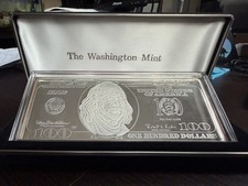 bar Franklin 1999 Washington Mint $100 Franklin Proof 4 Troy Oz .999 Fine Silver Bar — listing 3