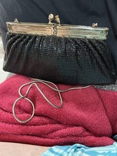 Vintage Glomesh Black Metal Mesh Evening Clutch with Gold-Tone Frame — listing 2