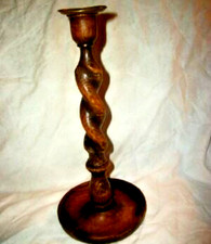Pair of Antique English Oak Barley Twist Candlesticks — listing 2