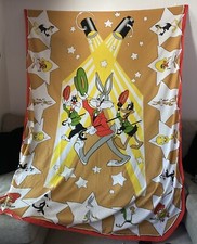 Vintage 1990s Looney Tunes Woven Tapestry Throw Blanket with Fringe — listing 3