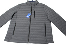 Nautica Women's Light Gray Quilted Puffer Jacket with Faux Fur Collar, Size XXL