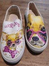 Goby Lucky Dog Chihuahua "Lucky Dog" Chihuahua Print Canvas Slip-On Sneakers