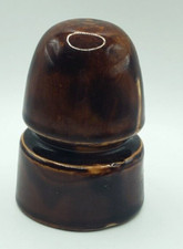 Vintage Brown Glazed Ceramic Porcelain Utility Insulator, Marked H A105, 3.5 in Tall — listing 6