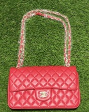 White Quilted Faux Leather Chain-Trim Shoulder Bag with Interlocking Ring Turn-Lock — listing 3