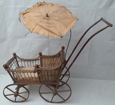 Antique Wicker Doll Furniture Set — Chaise Lounge, Chair & Rocker with Original Cushions — listing 5