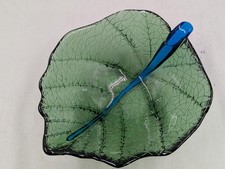 Emerald Green Molded Glass Leaf-Form Console Bowl / Centerpiece — listing 6
