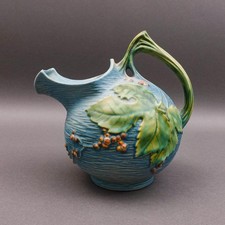 Roseville Pottery Bushberry Pattern Tilt Pitcher (Ice Lip) in Brown — listing 5