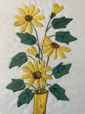 Vintage Folk Art Appliqué & Embroidered Linen Textile with Figure Carrying Broom — listing 4