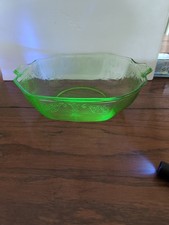 Anchor Hocking Princess Green Uranium Depression Glass 11.5" Grill Plate / Dinner Plate — listing 2