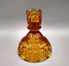 Pair of Amber Glass Candlesticks with Encrusted Gold Gilt Bands — listing 6