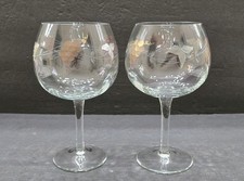 Vintage Wheel-Cut Grape & Leaf Etched Crystal Wine Glass with Slender Stem