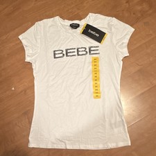 Bebe Rhinestone Logo Teal Short-Sleeve T-Shirt M — listing 5