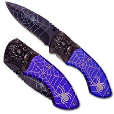 Black Widow Blades Spring-Assisted Folding Pocket Knife with Blue/Pink Marbled Handle — listing 2