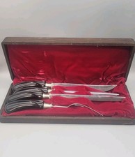 Vintage EKCO Flint Carving Set with Faux-Stag Handles in Green Presentation Box — listing 4