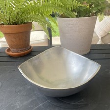 Nambé Oval Cast Aluminum Alloy Dish with Sculptural Twist Handle, Model 708