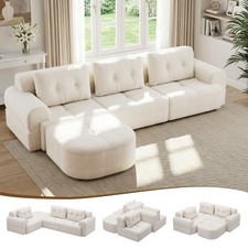 Sectional Couch, Tan Microfiber Upholstery, Multi-Piece Modular L-Shape — listing 5