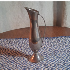 Vintage Silverplate Footed Bud Vase with Ruffled Clear Glass Insert