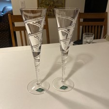 Shannon Crystal Designs of Ireland Spiral Cut Champagne Flutes - Pair