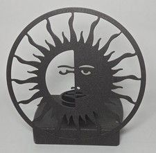 Metal Sun and Moon Face Tealight Candle Holder