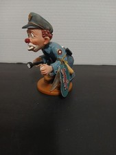 Porcelain Clown Policeman Figurine in Blue Uniform with Billy Club