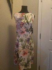 AGB Dress Sleeveless Sheath Dress with Orange & Tan Polka Dot Print, Size 12
