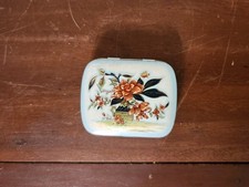 Vintage Oval Lidded Tin Box with Terracotta and Gilt Aesthetic Movement Design