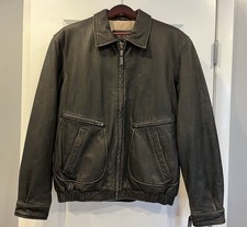 IZOD Leather Men's Black Lambskin Bomber Jacket, Size XL (New with Tags)