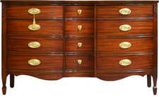 Traditional 12-Drawer Triple Dresser with Serpentine Front and Mirror — listing 4