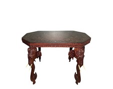 Vintage Octagonal Two-Tier Side Table with Beveled Glass Display Top and Brass Fluted Columns — listing 5