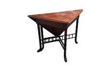 Antique Victorian Tortoiseshell Bamboo Two-Tier Side Table with Split-Bamboo Top — listing 3