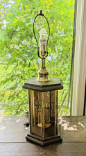 Don Ward Mid-Century Wood & Brass Table Lamp with Diorama Base and Pleated Shade — listing 3