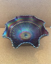 Vintage Iridescent Carnival Glass Ruffled Bowl — listing 6