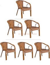 Vintage Stacked Rattan Bentwood Arm Chair with Upholstered Seat Cushion — listing 3