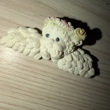 Cherub Angel Resin Wall Plaque "Watching Over You" with Rainbow and Rose Motif — listing 4