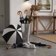 Decorative Pierced Metal Boot-Form Umbrella Stand / Vase Holder