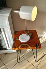 Contemporary Brushed Nickel Table Lamp with Marbled White Glass Cone Shade — listing 4