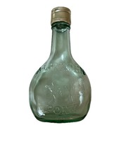 Vintage Almaden Green Glass Wine Bottle with Embossed Barrel & Grapes Motif