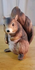 Hand-Painted Ceramic Squirrel Figurine with Blue Floral Motif and Gilt Acorn, listing 5